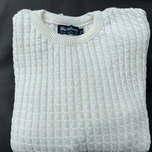 New Burberrys Men's White Crewneck Sweater
